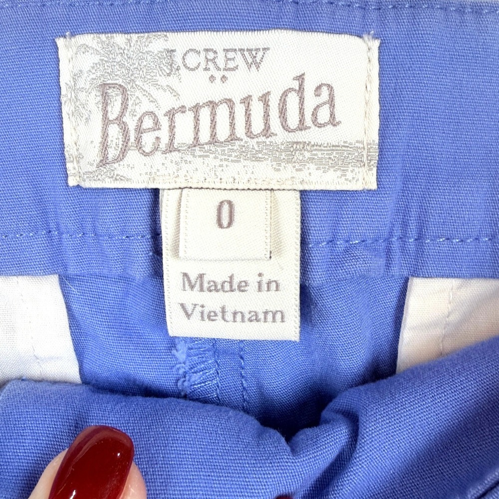 J Crew Bermuda Shorts Women 0 Blue 9" Chino Cotton Stretch Preppy Coastal Casual - Picture 3 of 9